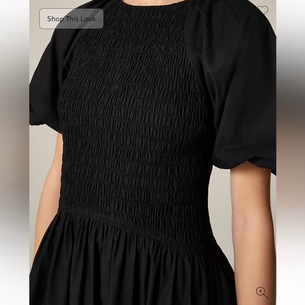 J. Crew Black Midi Dress with Puff Sleeves - Picture 3 of 9